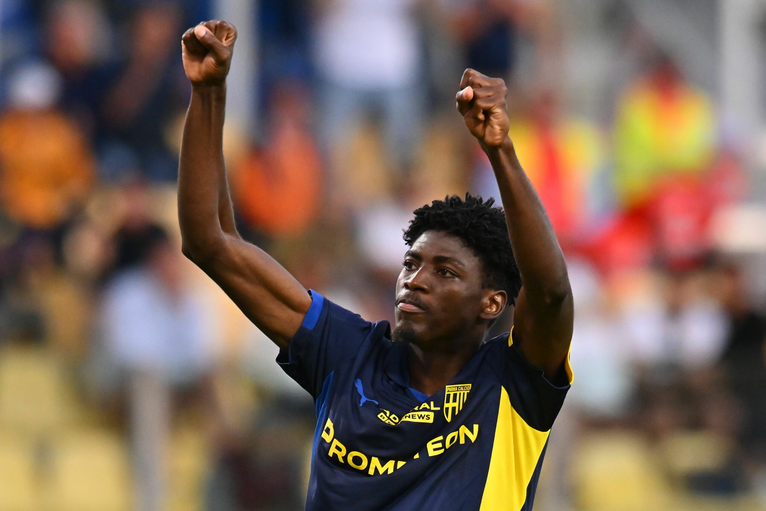 PARMA, ITALY - SEPTEMBER 24: Abdoulaye Ndiaye of Parma Calcio celebrates during the Coppa Italia match between Parma Calcio and Spezia at Ennio Tardini on September 24, 2025 in Parma, Italy. (Photo by Alessandro Sabattini/Getty Images)